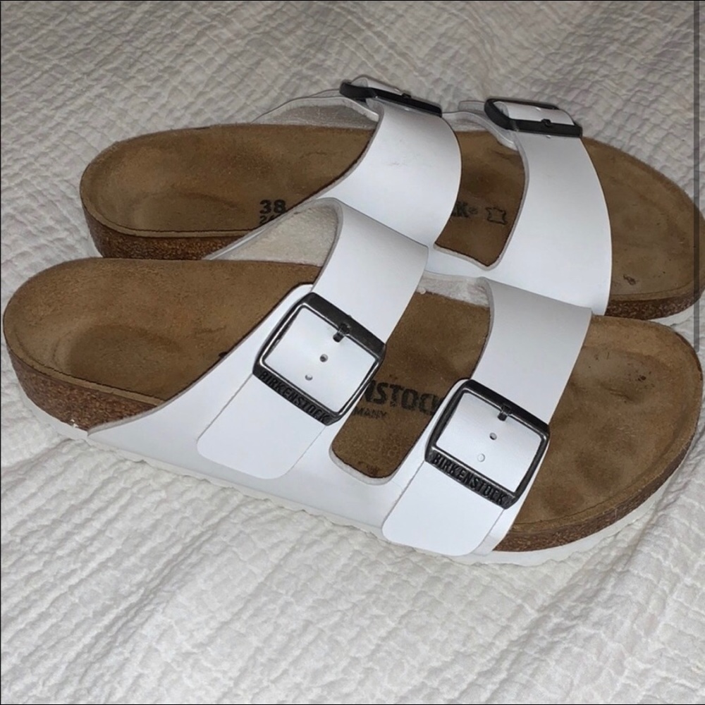 White Classic Birkenstock Size 7-7.5